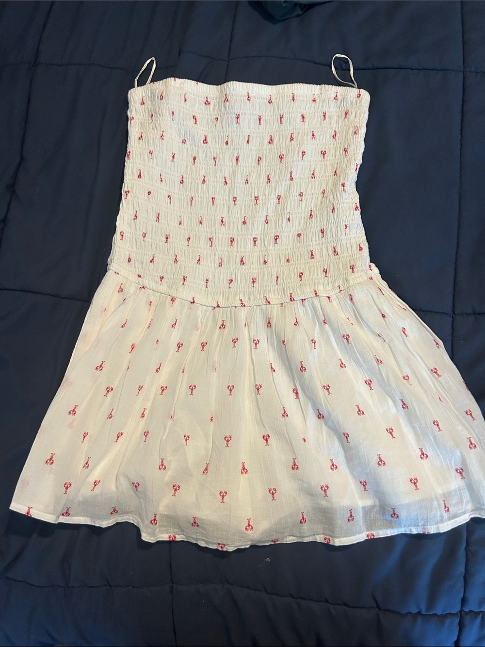 Hollister White Strapless Dress with Pink Print